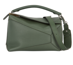 Large Puzzle Bag,Leather,Green,S/DB/E,052342,4*